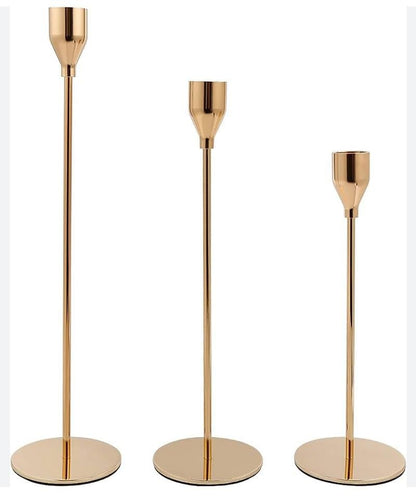 Set of 3 - Golden Candle Holders