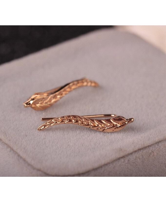 Zinc Alloy Leaf Earrings- Gold--Techmanistan-My Store