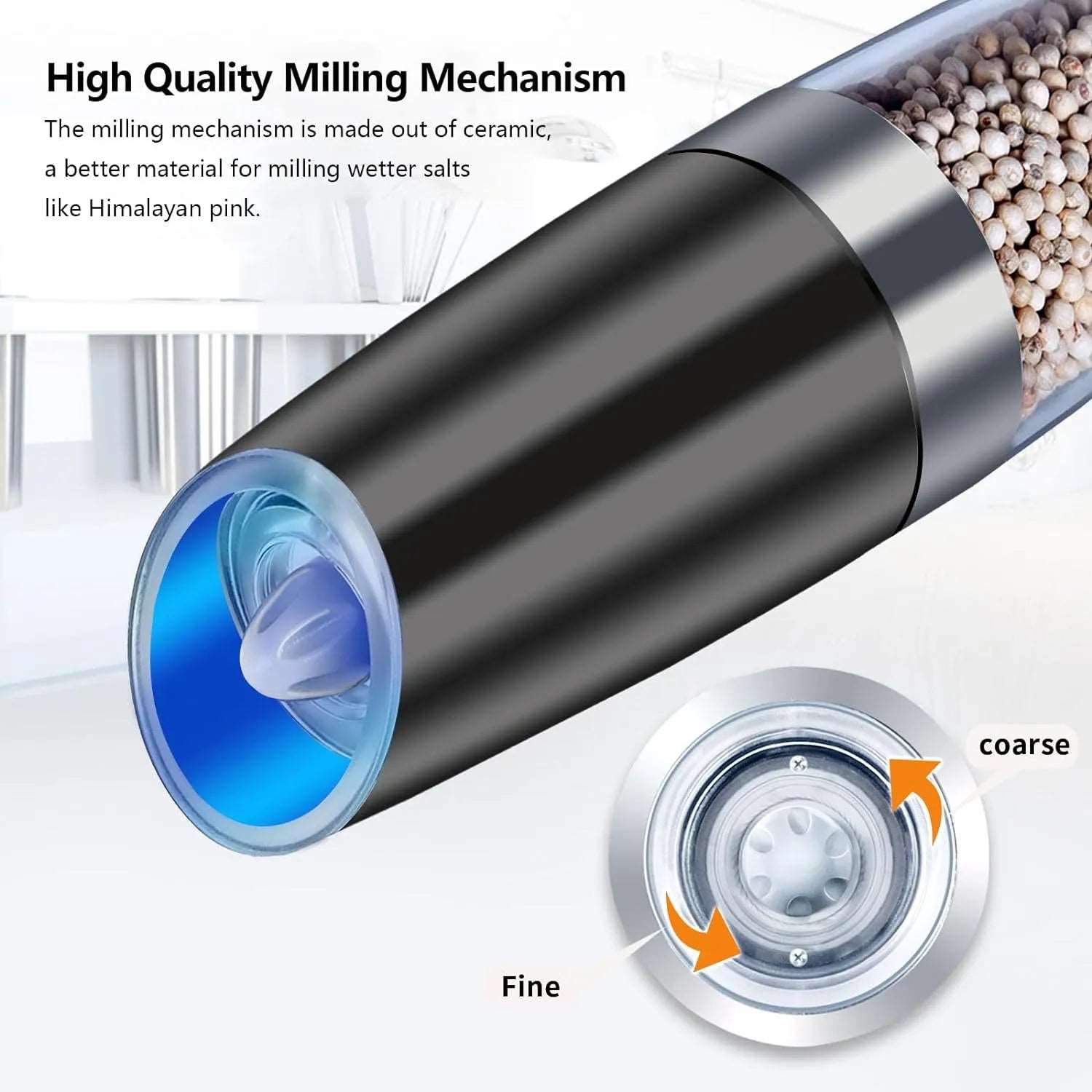 Battery Powered Gravity Electric Salt and Pepper Grinder