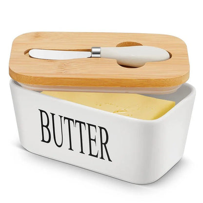 Ceramic Butter Dish with Lid & Knife - Techmanistan in Pakistan
