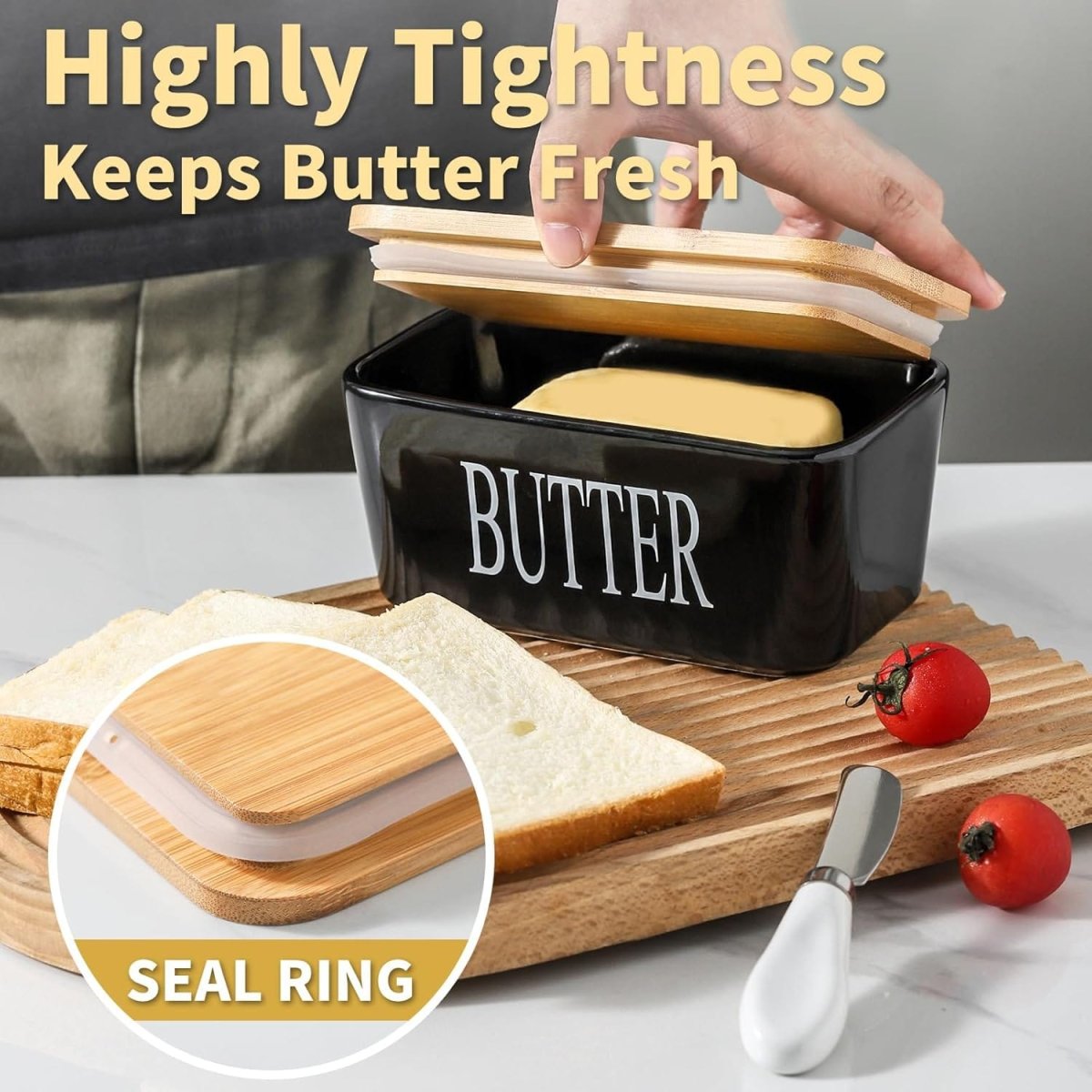 Ceramic Butter Dish with Lid & Knife - Techmanistan in Pakistan