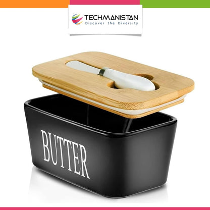Ceramic Butter Dish with Lid & Knife - Techmanistan in Pakistan