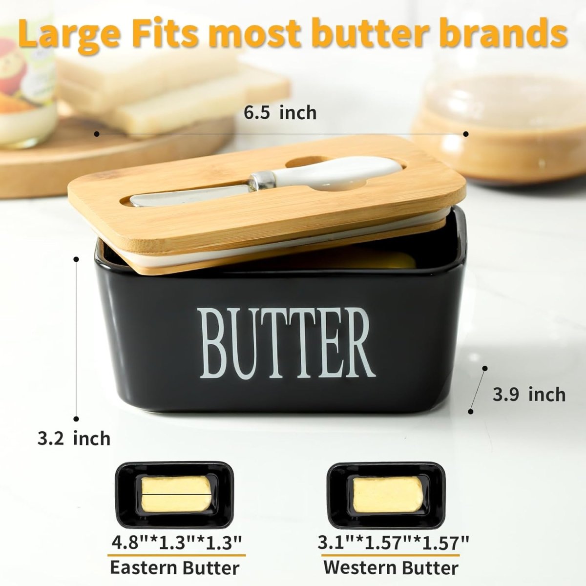 Ceramic Butter Dish with Lid & Knife - Techmanistan in Pakistan