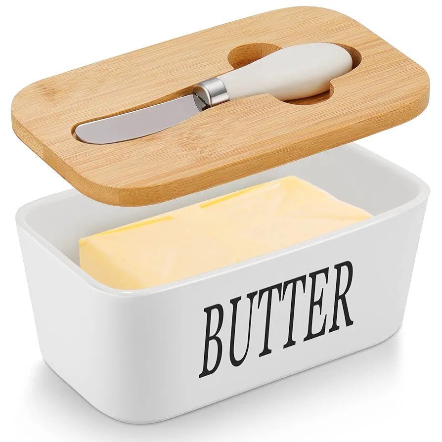 Ceramic Butter Dish with Lid & Knife - Techmanistan in Pakistan