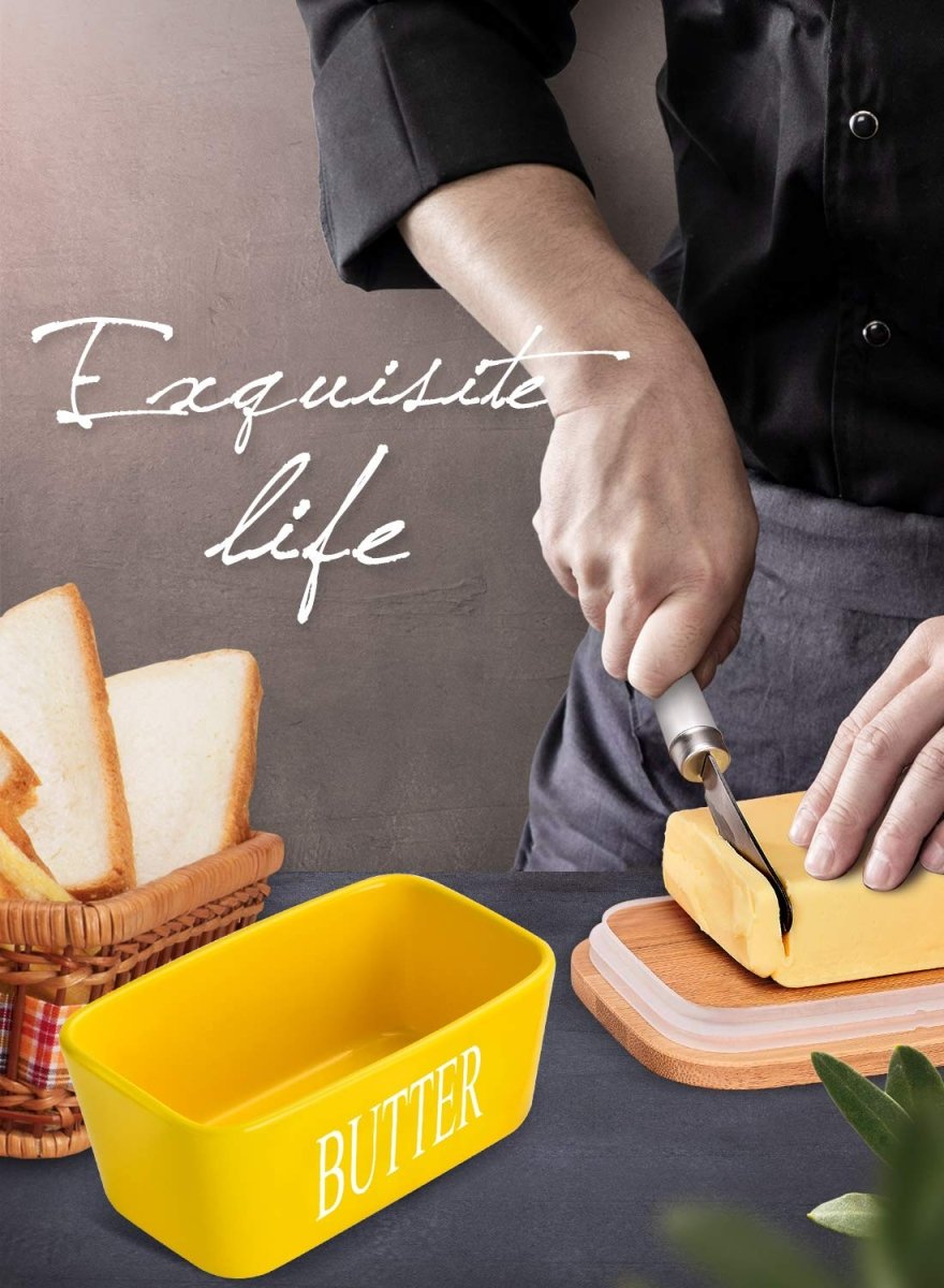 Ceramic Butter Dish with Lid & Knife - Techmanistan in Pakistan