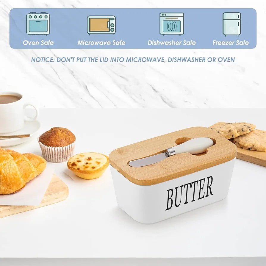 Ceramic Butter Dish with Lid & Knife - Techmanistan in Pakistan