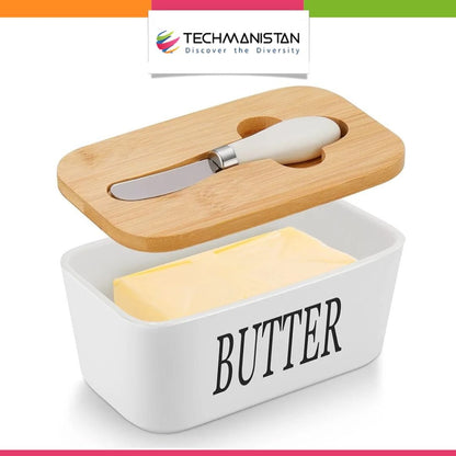 Ceramic Butter Dish with Lid & Knife - Techmanistan in Pakistan
