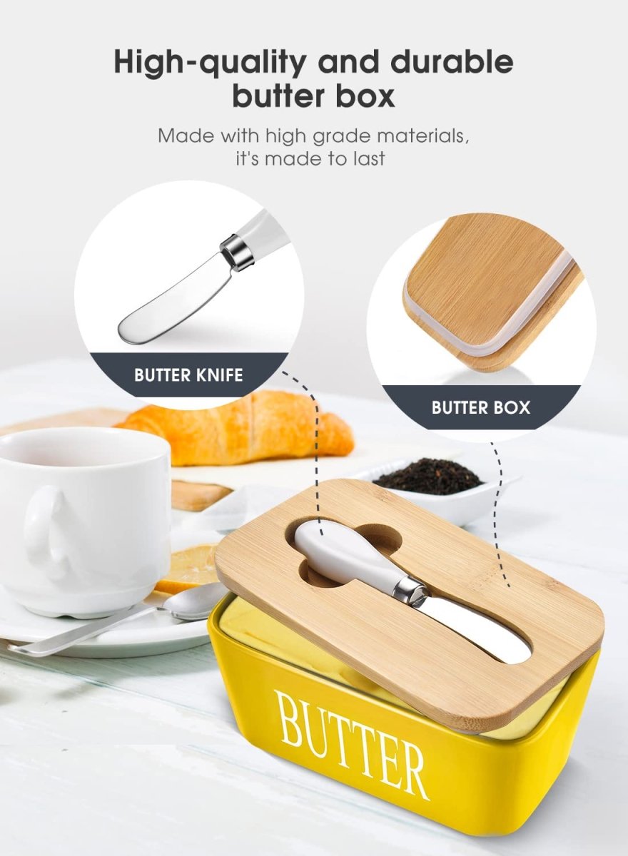 Ceramic Butter Dish with Lid & Knife - Techmanistan in Pakistan
