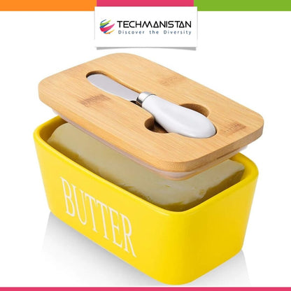Ceramic Butter Dish with Lid & Knife - Techmanistan in Pakistan