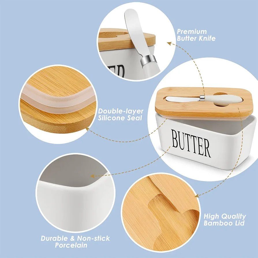 Ceramic Butter Dish with Lid & Knife - Techmanistan in Pakistan
