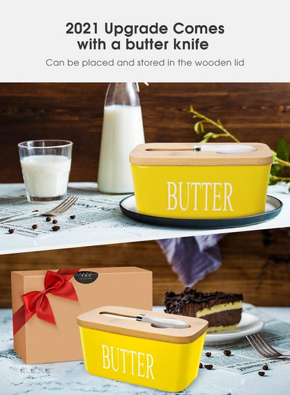 Ceramic Butter Dish with Lid & Knife - Techmanistan in Pakistan