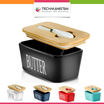 Ceramic Butter Dish with Lid & Knife - Techmanistan in Pakistan