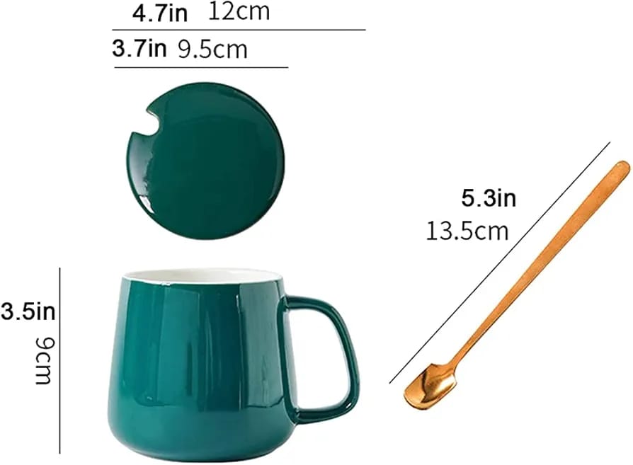 Ceramic Coffee Mug Set with Lid and Spoon - Techmanistan in Pakistan