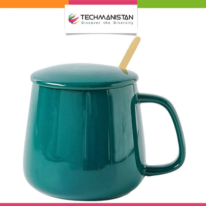 Ceramic Coffee Mug Set with Lid and Spoon - Techmanistan in Pakistan