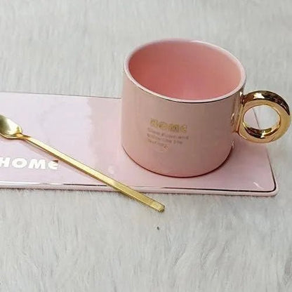 Ceramic Coffee Mug with Coaster and Spoon - Techmanistan in Pakistan