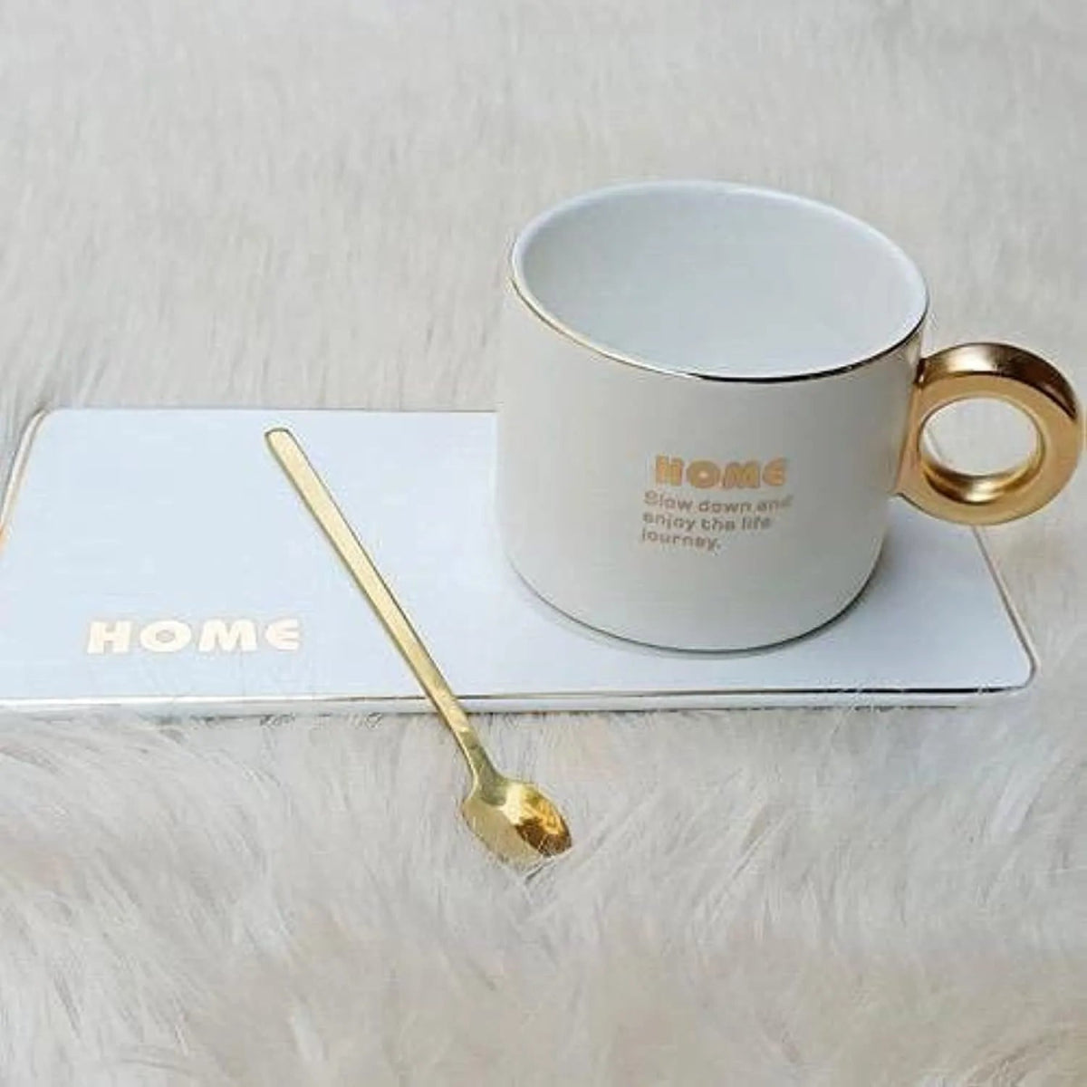 Ceramic Coffee Mug with Coaster and Spoon - Techmanistan in Pakistan