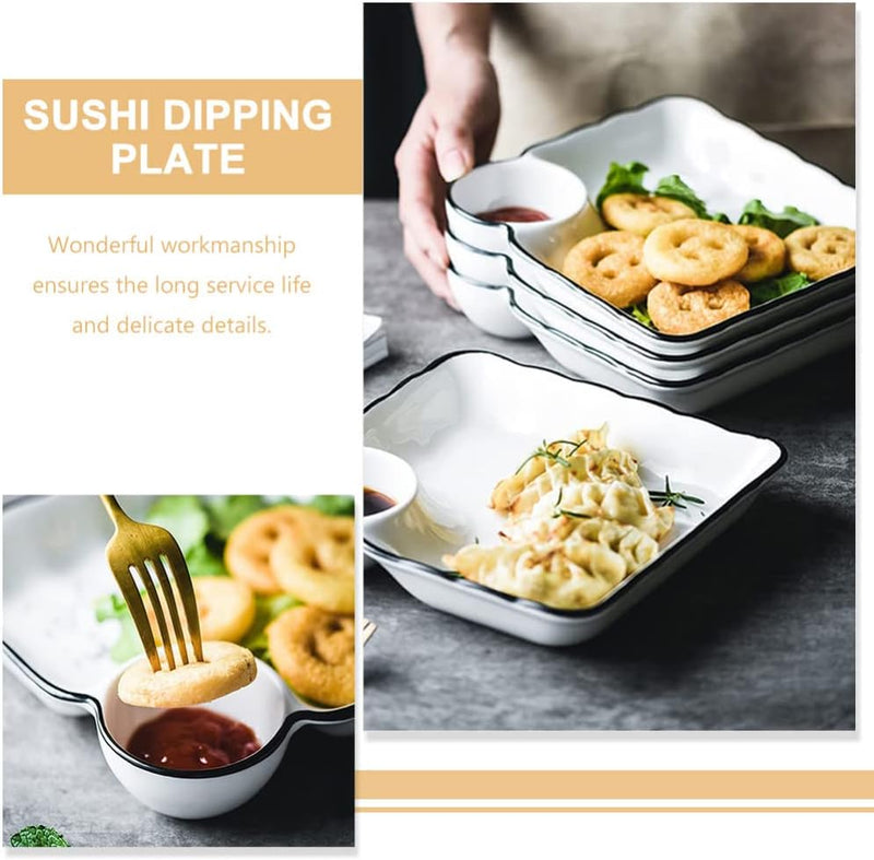 Ceramic Dumpling Plate with Side Sauce Portion - Techmanistan in Pakistan