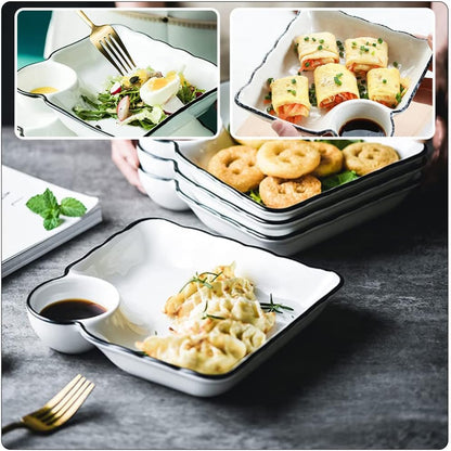 Ceramic Dumpling Plate with Side Sauce Portion - Techmanistan in Pakistan