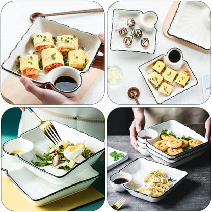 Ceramic Dumpling Plate with Side Sauce Portion - Techmanistan in Pakistan