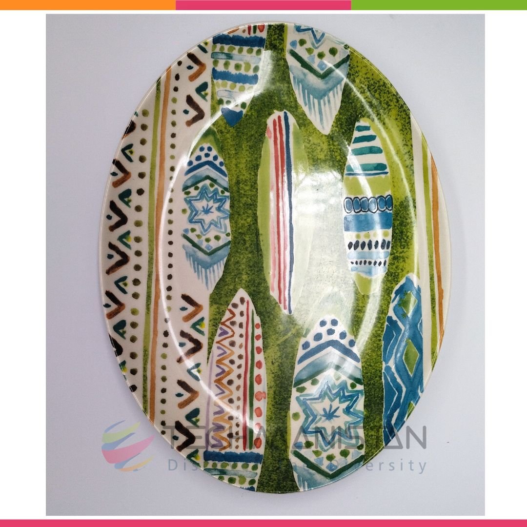 Ceramic Painting Printed Serving Plate - Techmanistan in Pakistan