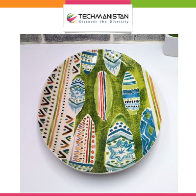 Ceramic Painting Printed Serving Plate - Techmanistan in Pakistan