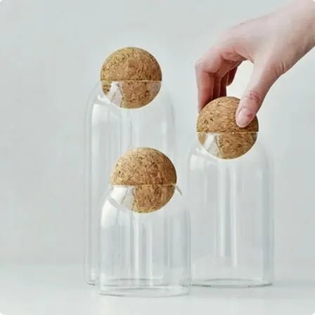 Clear Glass with Cork Ball Multipurpose Jar - Techmanistan in Pakistan