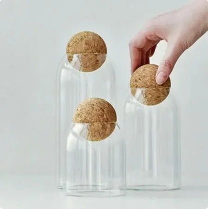 Clear Glass with Cork Ball Multipurpose Jar - Techmanistan in Pakistan