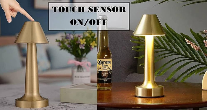 Classic Cone LED Touch Lamp – Rechargeable Cordless Table Lamp with Touch Control