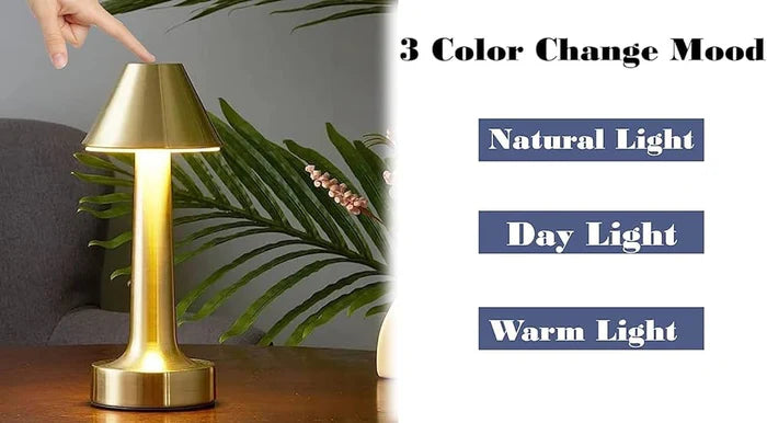 Classic Cone LED Touch Lamp – Rechargeable Cordless Table Lamp with Touch Control