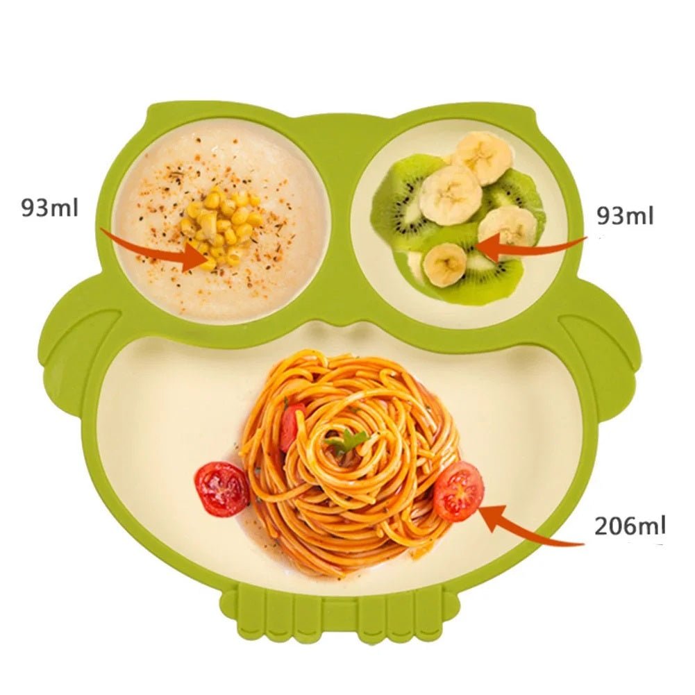 Cute Cartoon Silicone Baby Suction Plate, Fork and Spoon Set - Techmanistan in Pakistan