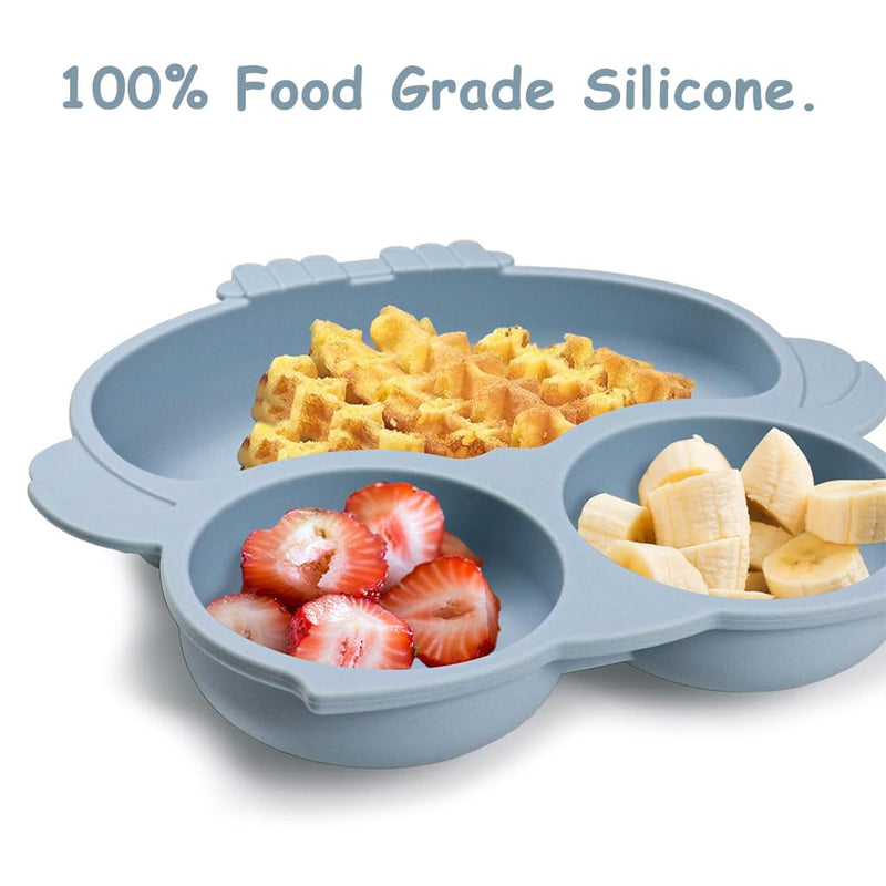 Cute Cartoon Silicone Baby Suction Plate, Fork and Spoon Set - Techmanistan in Pakistan