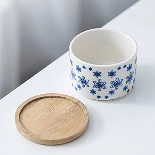 Cylindrical Mini Ceramic Succulent Planters with Bamboo Tray - Plants Pots - Techmanistan in Pakistan