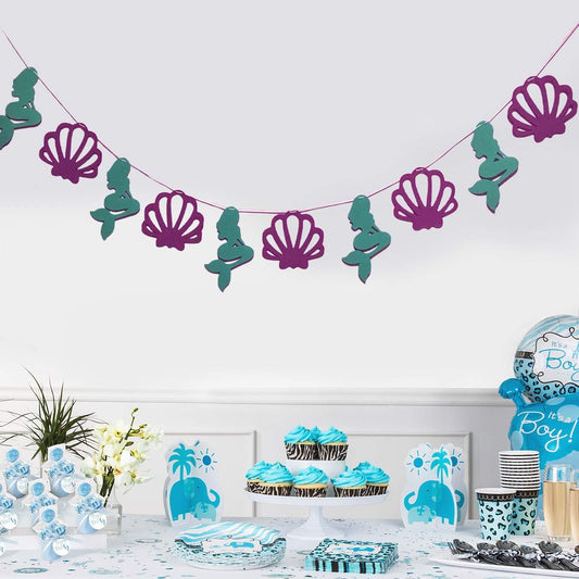 Mermaid Seashell Party Banner For Kid Birthday Party Decoration My Store