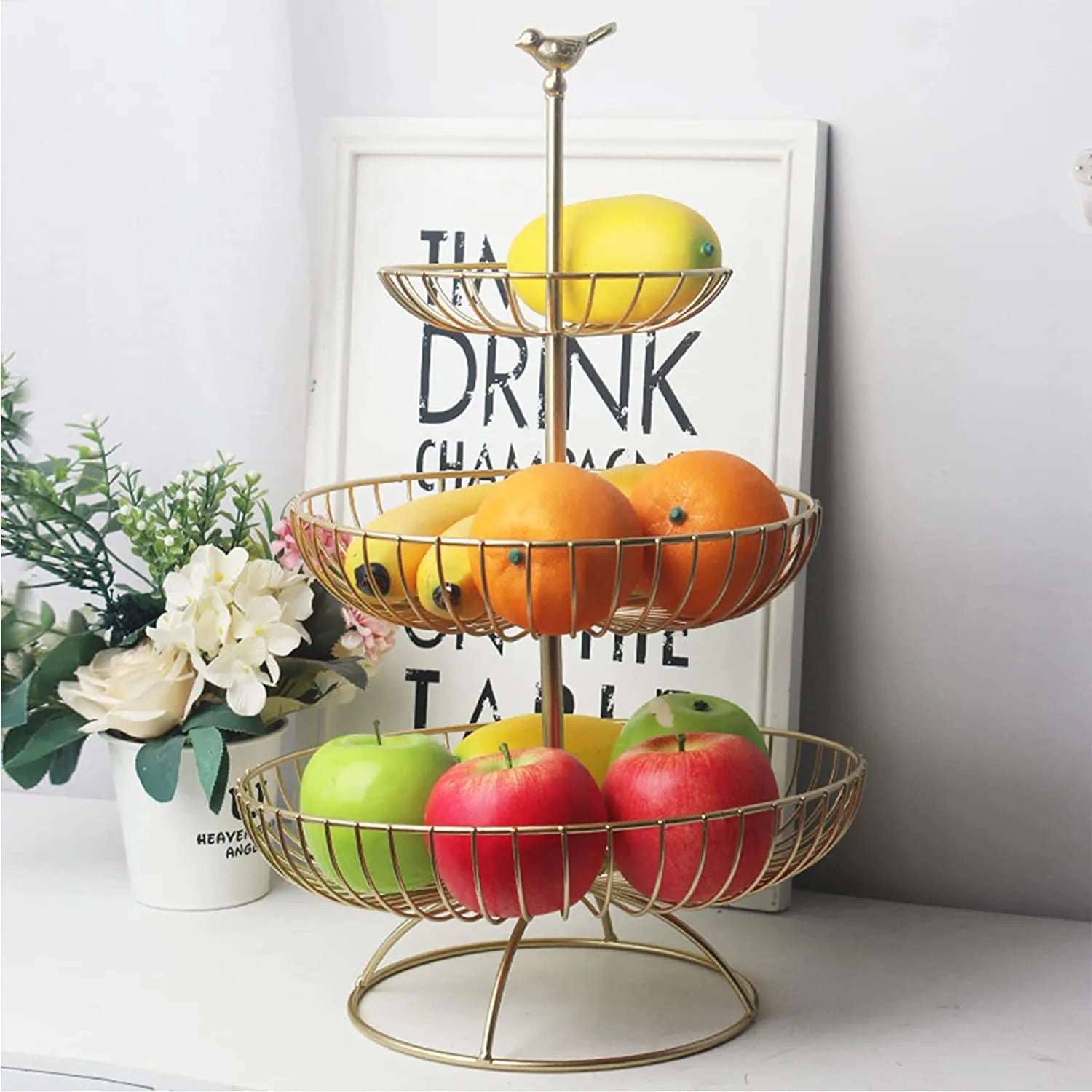 3 Tier Wire Round Fruits Basket