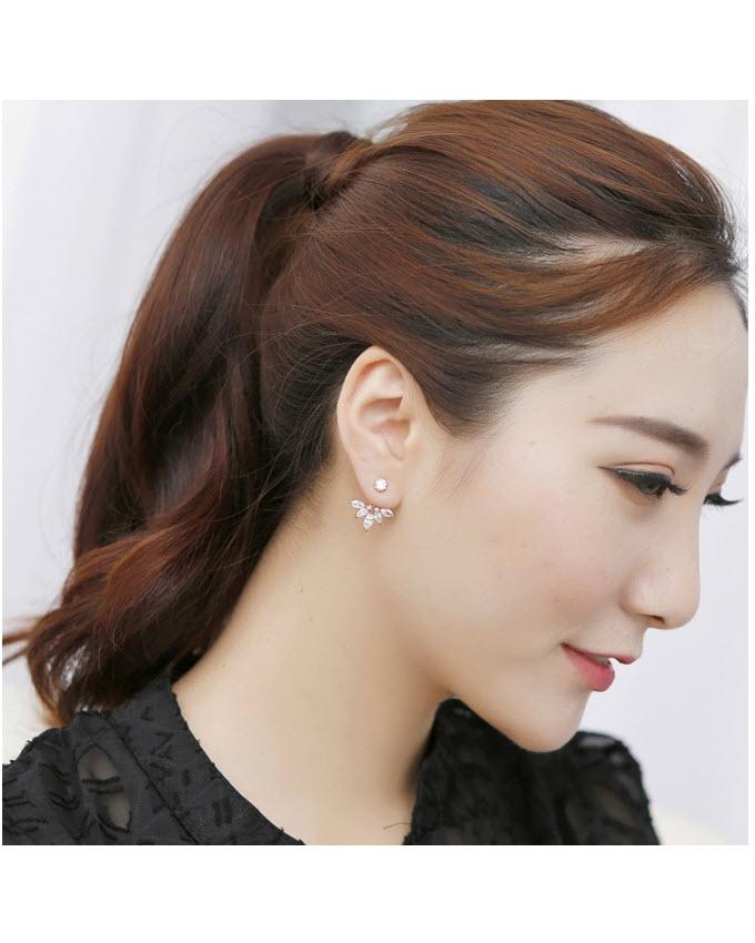 Leaves Shaped Crystal Stud Earrings--Techmanistan-My Store