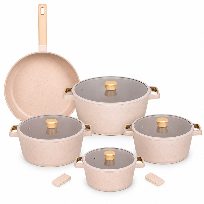 11-Piece Non-Stick Cookware Set – Pots & Pans with Lids | Ceramic Coated Aluminium