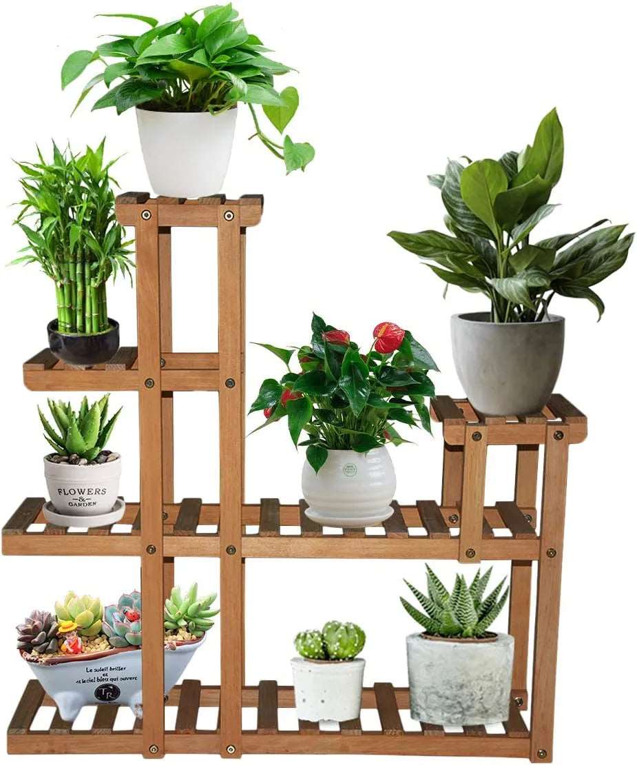 5 Tier Pine Wood Plant Pots Stand