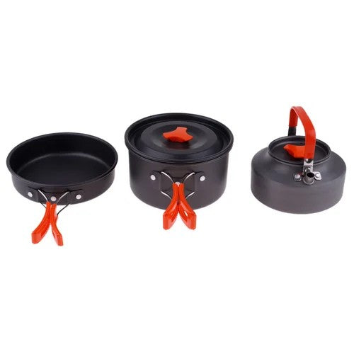 3Pcs Non Stick Pot Pan Camping Cookware Set Techmanistan