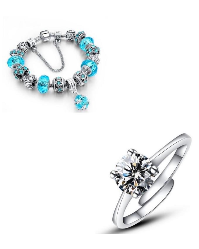 Pack of 2 - Turquoise Bracelet and Sapphire Ring My Store