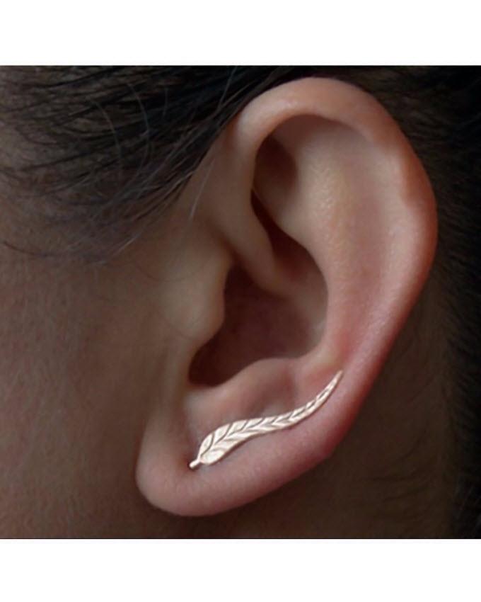 Zinc Alloy Leaf Earrings- Gold - Techmanistan