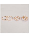Pack of 4 - Golden Alloy Gold Plated Rings For Women--Techmanistan-My Store