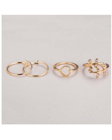 Pack of 4 - Golden Alloy Gold Plated Rings For Women--Techmanistan-My Store