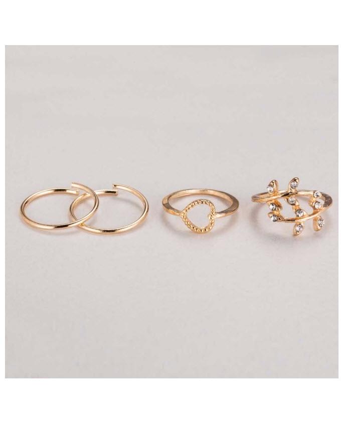 Pack of 4 - Golden Alloy Gold Plated Rings For Women--Techmanistan-My Store