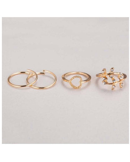 Pack of 4 - Golden Alloy Gold Plated Rings For Women - Techmanistan