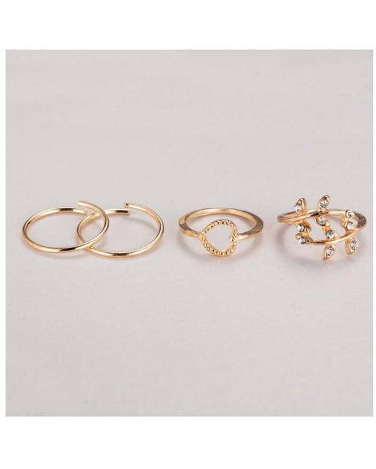 Pack of 4 - Golden Alloy Gold Plated Rings For Women - Techmanistan