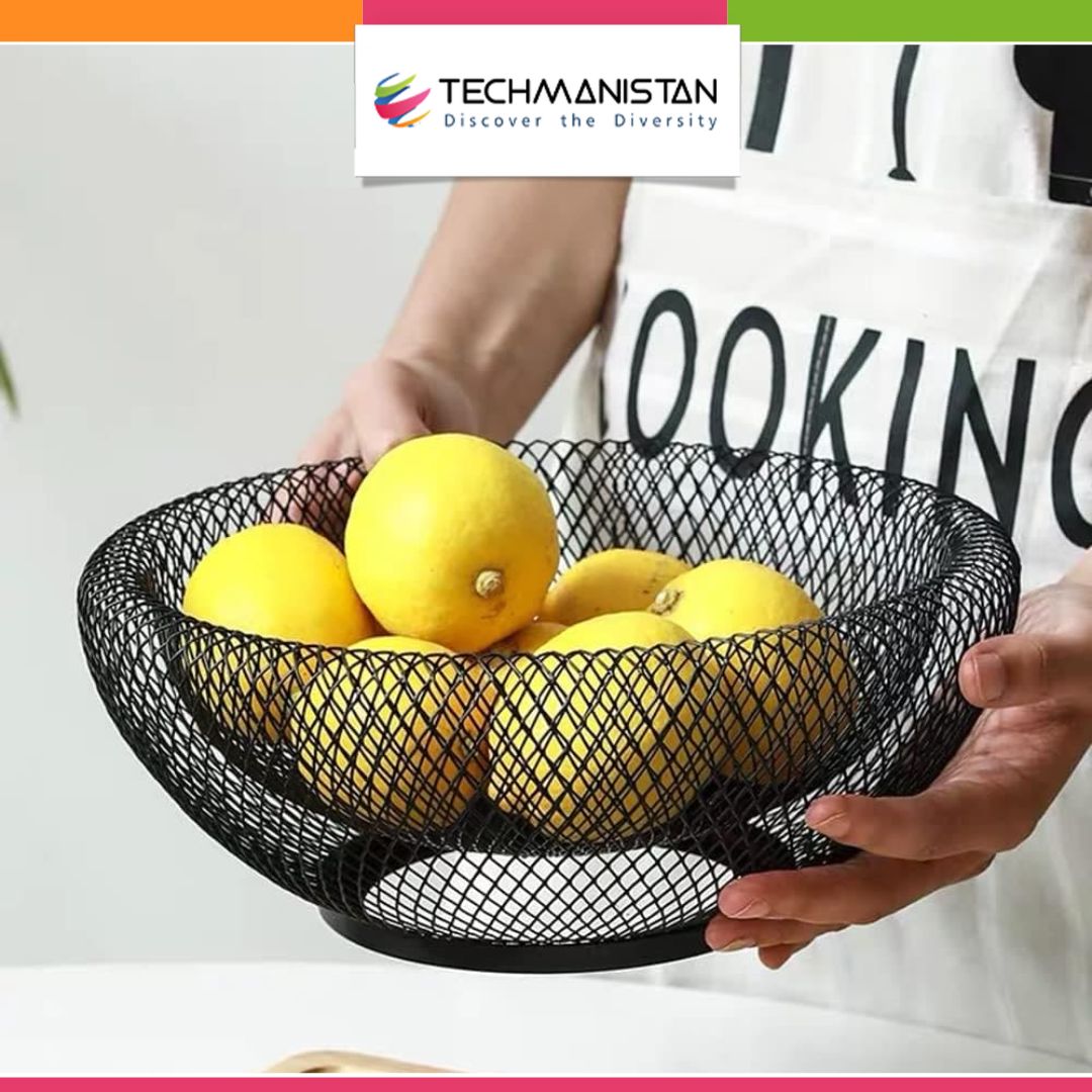 Dual Mesh Fruit Basket Nordic Round Storage Table Basket Techmanistan