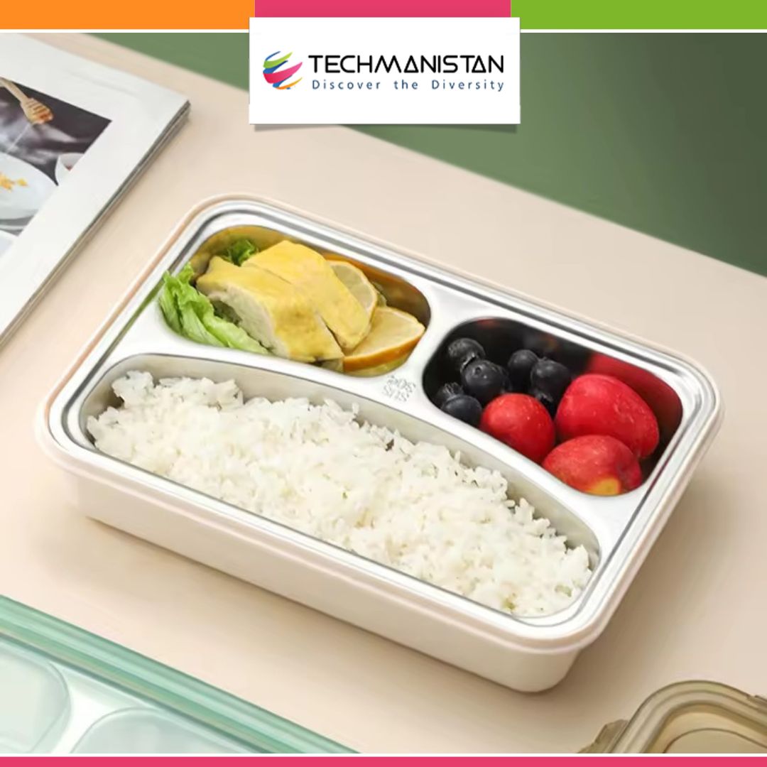 Reusable 3 Compartment Thermos Insulated Bento Box Techmanistan