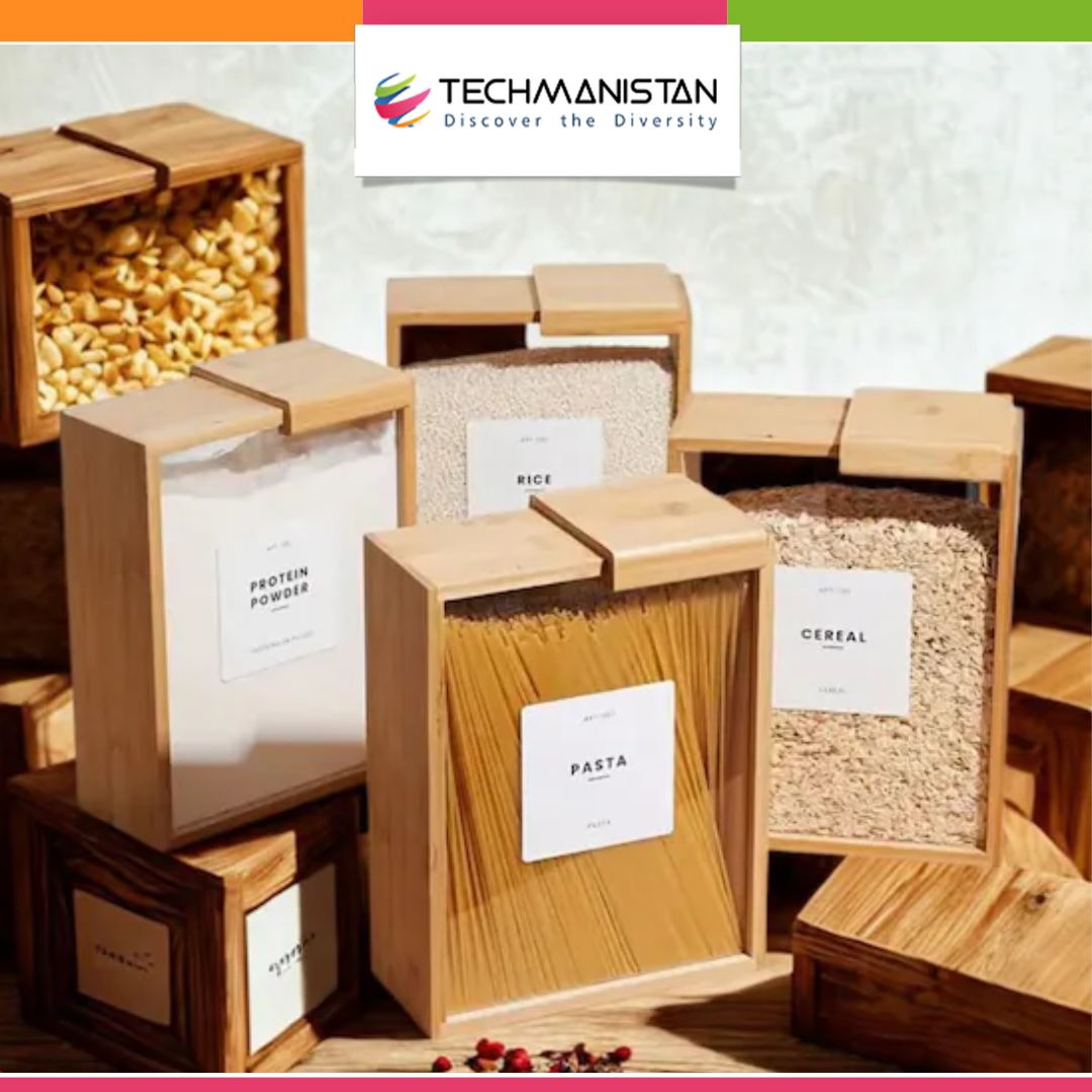 Bamboo Wooden Rice Cereal Grain Storage Box Techmanistan