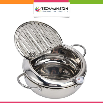 Stainless Steel Deep Fryer Pot with Thermometer Techmanistan