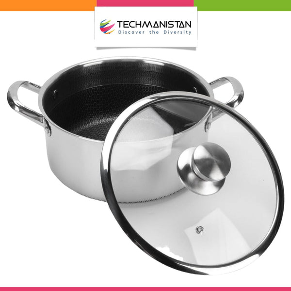 Double Sided Honeycomb Laser Coated Steel Soup Pot With Lid
